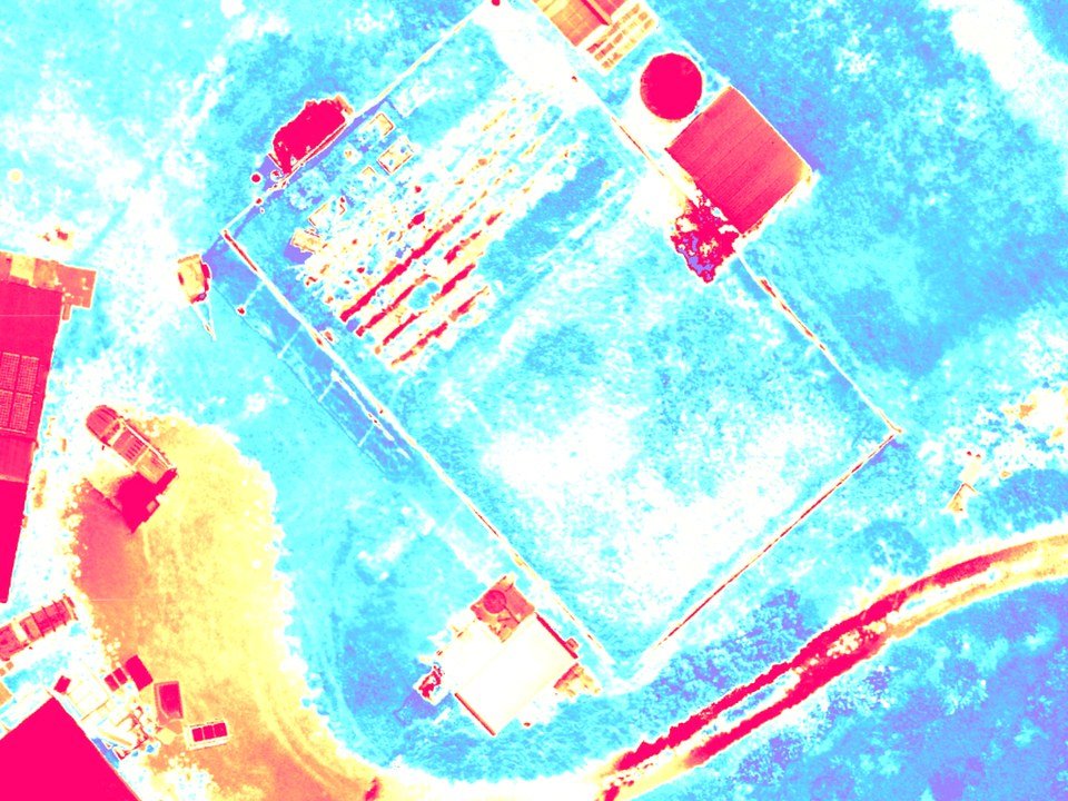 Detail of an NDVI plant-health map, with colour showing where vegetation is vigorous and where it is sparse